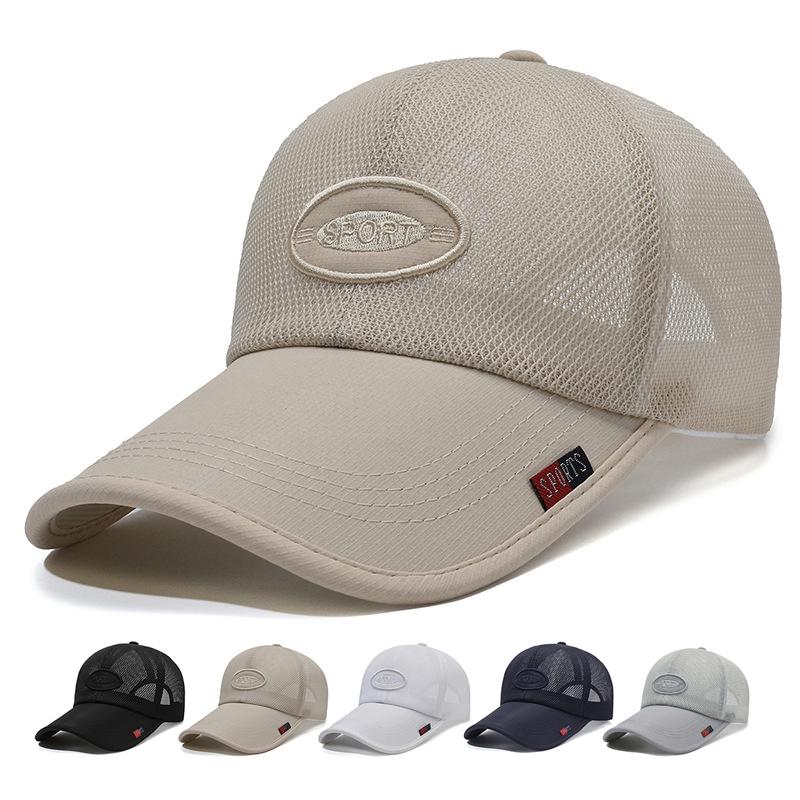 ONIHUA Zomer Geborduurde Brief Baseball Cap voor Mannen Mesh Cap Outdoor Golf Vissen Hoeden Vrouwen Paardenstaart Panama Cap Snapback Hoed Vizier 56-60cm kaki