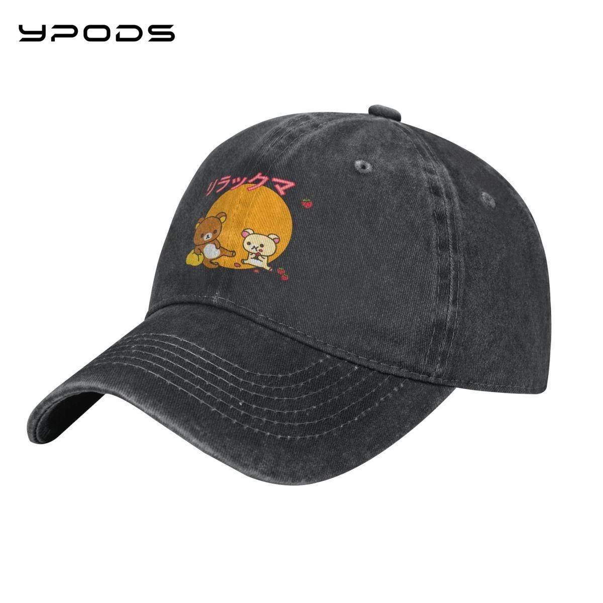 91420583MAC2W16L8R 931-Rilakkuma en Korilakkuma eet aardbeien vintage honkbalpet wasbare katoenen verstelbare pet hoeden voor unisex Adjustable