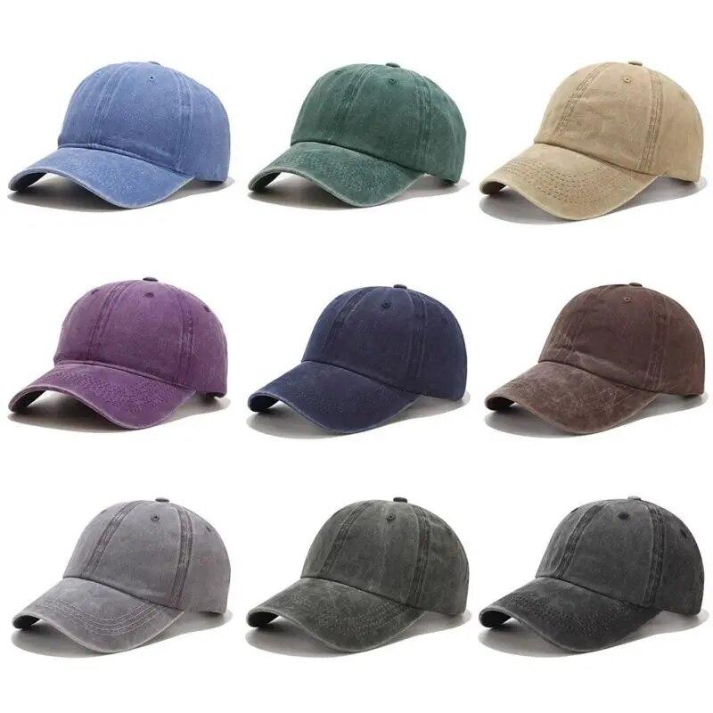 BOOSKU Vrouwen Mannen Zomerhoed Gebogen Zonneklep Effen Kleur Koppels Vintage Gewassen Baseball Cap Outdoor Zonnehoed Verstelbare Sport Caps