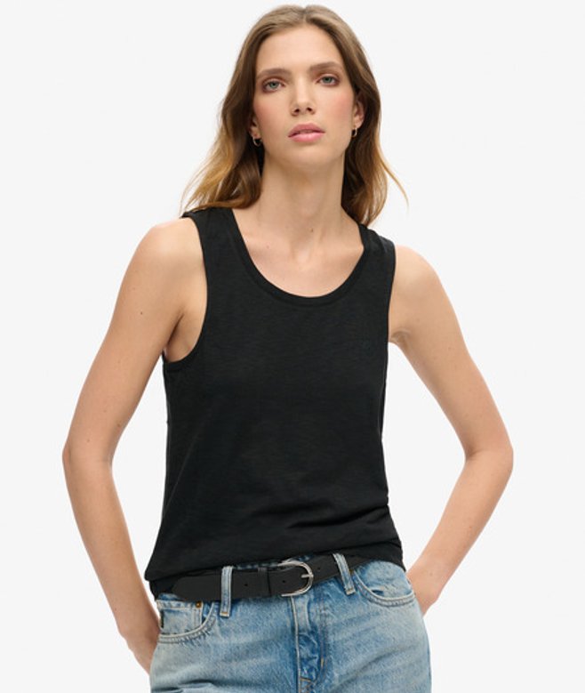 Superdry Tanktop met Laag Uitgesneden Ronde Hals Zwart