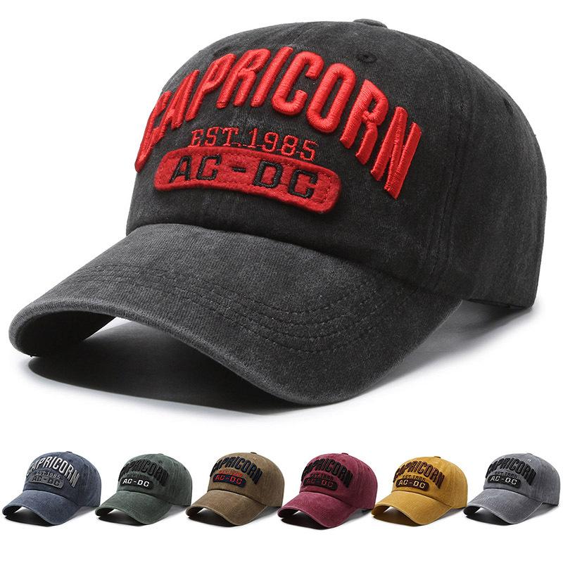 ONIHUA Letter Baseball Cap Dames Borduurpet Heren Outdoor Zonnehoed Paardenstaart Panama Cap Zonnebrandcrème Vissershoed Piekpet legergroene kleur