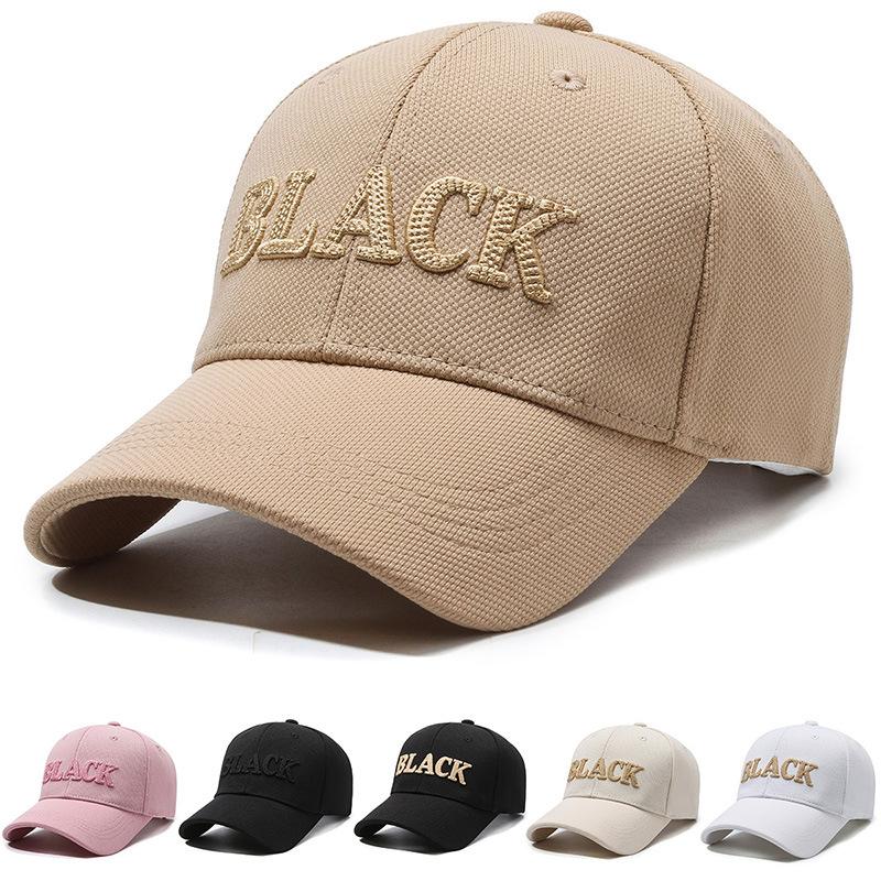 ONIHUA Brief Borduren Baseball Cap Mannen Vrouwen Outdoor Lente Zomer Zonnehoed Vizier Hoed Piek Cap Paardenstaart Panama Cap Snapback Hoed lichtbeige kleur