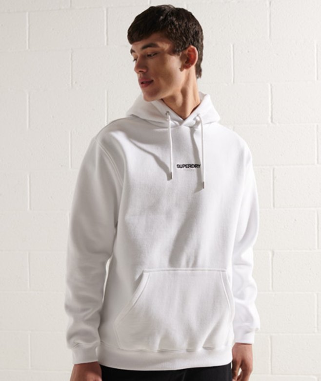 Superdry Micro Hoodie met Logo en Wijdvallende Pasvorm Wit