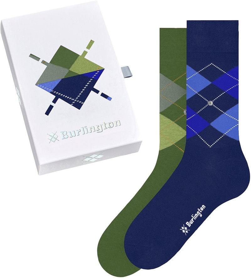 Burlington Gift Box Argyle 2-Pack Ruiten Blauw Groen