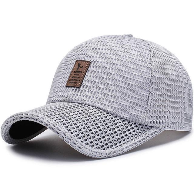 Casual mall Zomer Baseball Cap Heren Mesh Ademend Snapback Cap Unisex Verstelbare Comfortabele Zon Vader Hoeden Zonnebrandcrème Caps lichtgrijze kleur