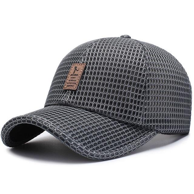 Casual mall Zomer Baseball Cap Heren Mesh Ademend Snapback Cap Unisex Verstelbare Comfortabele Zon Vader Hoeden Zonnebrandcrème Caps donkergrijze kleur