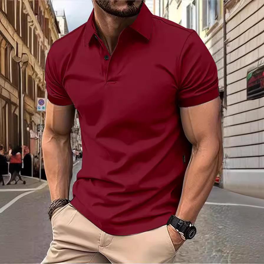 RJ37CE Herenmode Zomer Polo T-shirt Casual Ademend Top Revers Kraag Hals Korte Mouw Comfortabel Sport T-shirt Yasheng XL wijnrode kleur