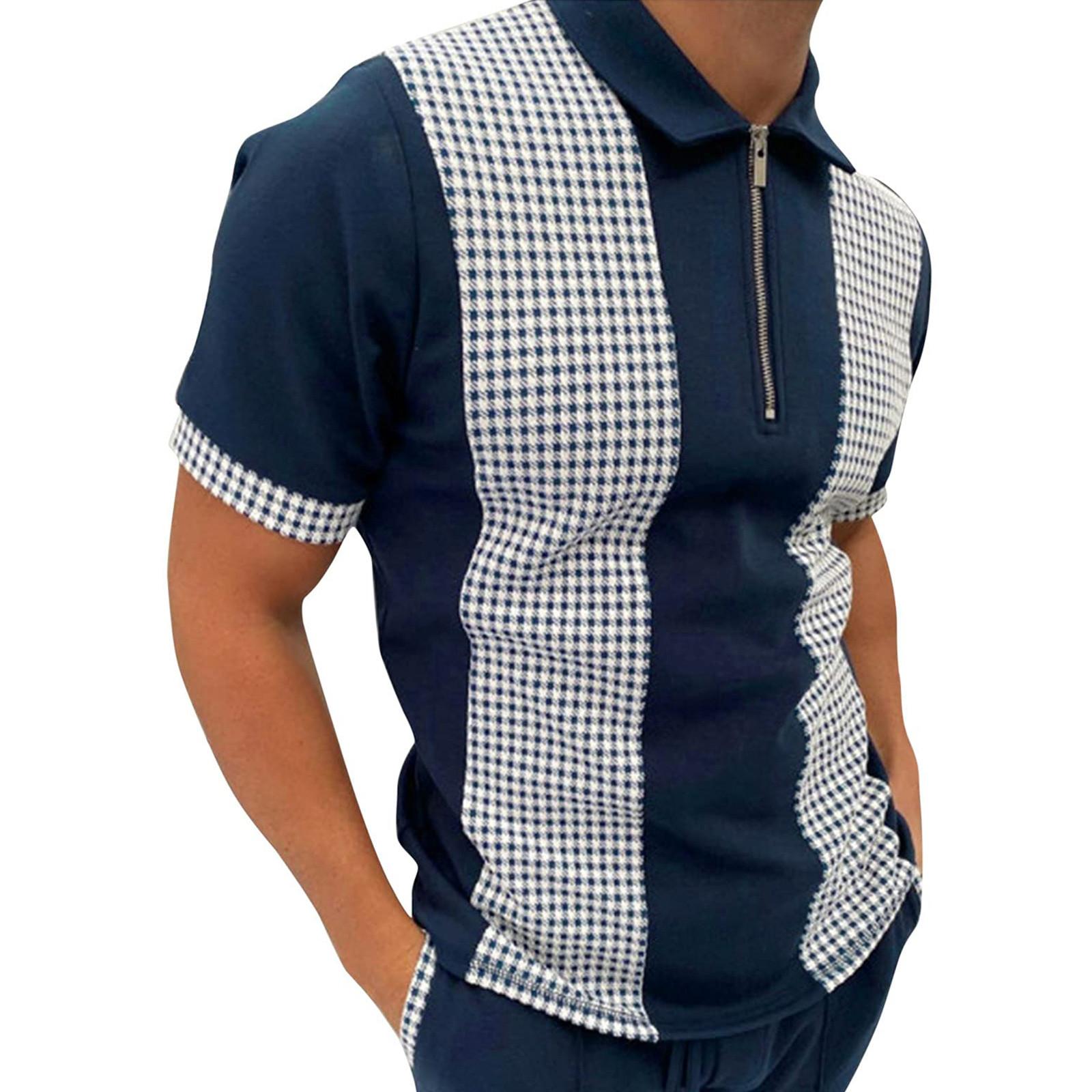 Molihua Herenoverhemd Golfshirt Retro kleurcontrast Buiten Straat Korte mouwen Button-Down Print Kleding Kleding Modeontwerper Casual Ademend XXL