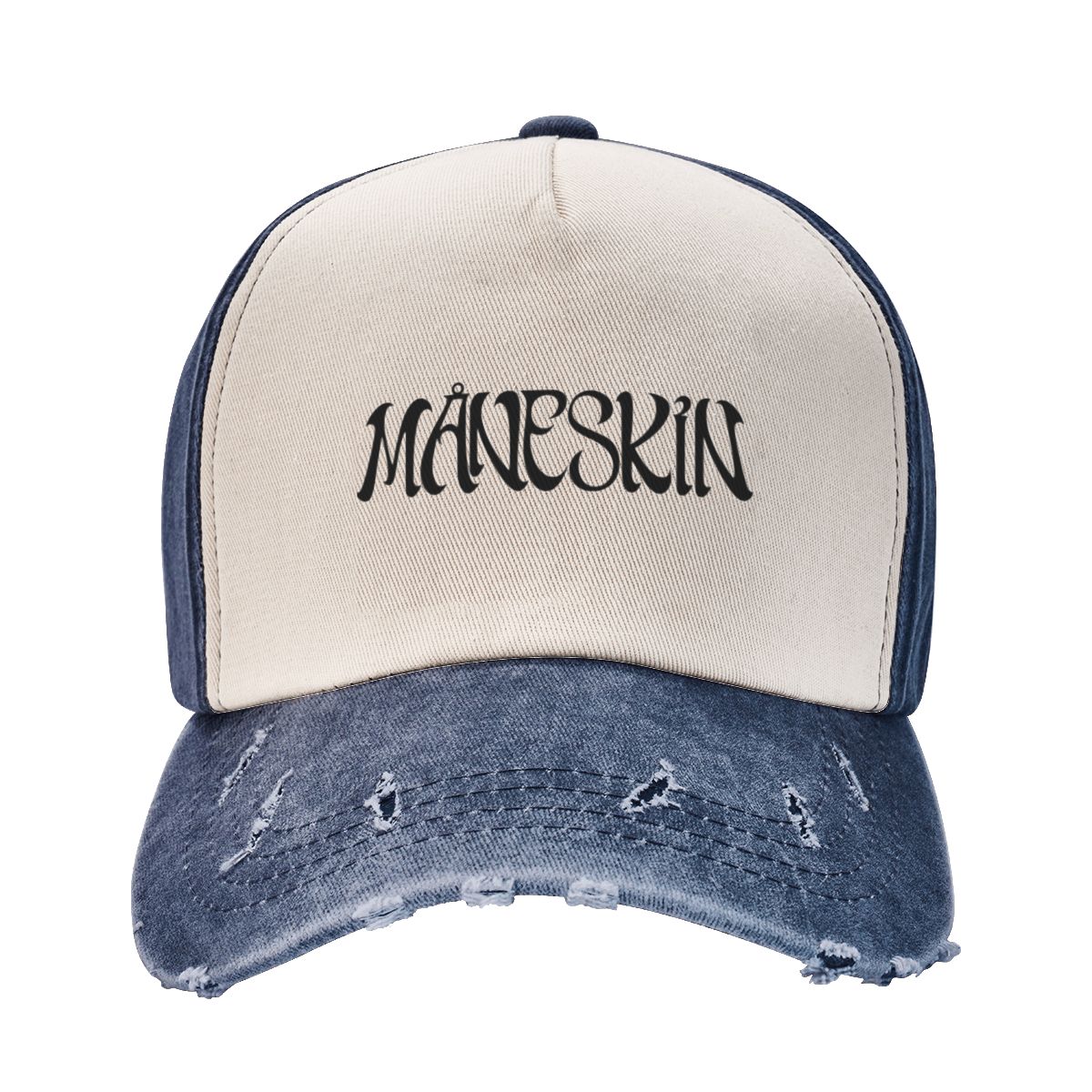 Kiki Cap Vintage Maneskin Band Logo Baseball Caps voor Unisex Vrouwen Versleten Denim Dad Hat Buitenactiviteiten Ongestructureerde Zachte Caps Hoed One Size