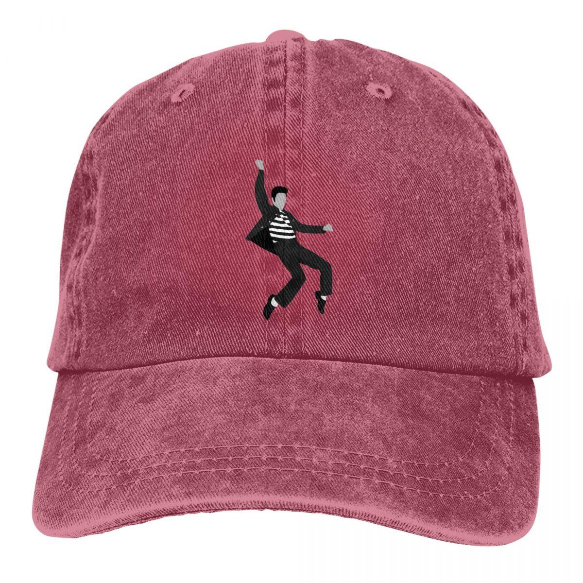 Kiki Cap Elvis Presley Jailhouse Rock Pose Trucker Hat Outfit Casual Distressed Denim Washed Baseball Cap voor Unisex Stijl verstelbaar One Size