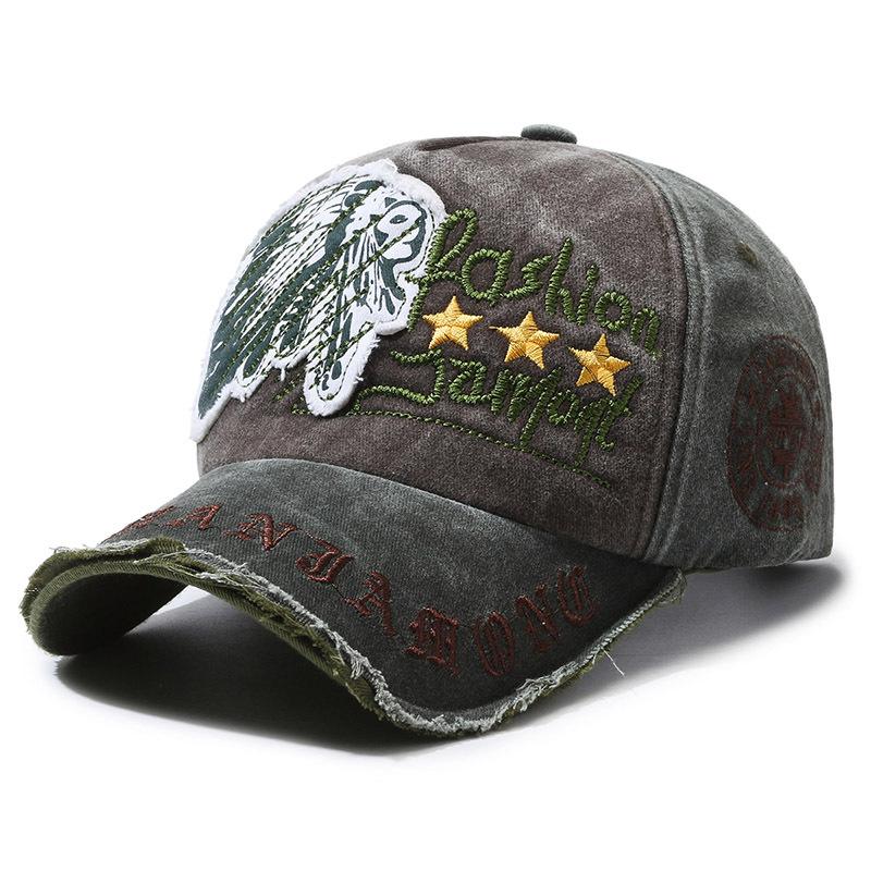 ONIHUA Mannen Baseball Cap Outdoor Sport Cap Lente Herfst Zonnehoed Zomer Brief Geborduurde Cap Vrouwelijke Zonnebrandcrème Paardenstaart Panama Cap legergroene kleur