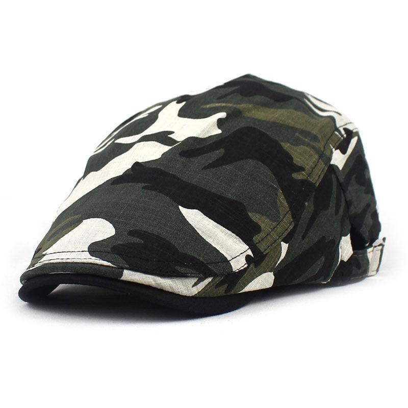 Fashion human Mannen en vrouwen camouflage baret nieuwe katoen en linnen ademende eenden tong hoed trend hoed zomer zonnebrandcrème zonnehoed 56-58cn