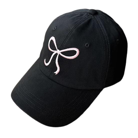 Xiekeying Baseballpet met strik, borduurwerk, lange rand, verstelbare hoofdomtrek, zonnebrandcrème, anti-UV-bescherming, pet voor buitensporten, zomerhoofddeksels voor wandelen, reizen en winkelen zwart