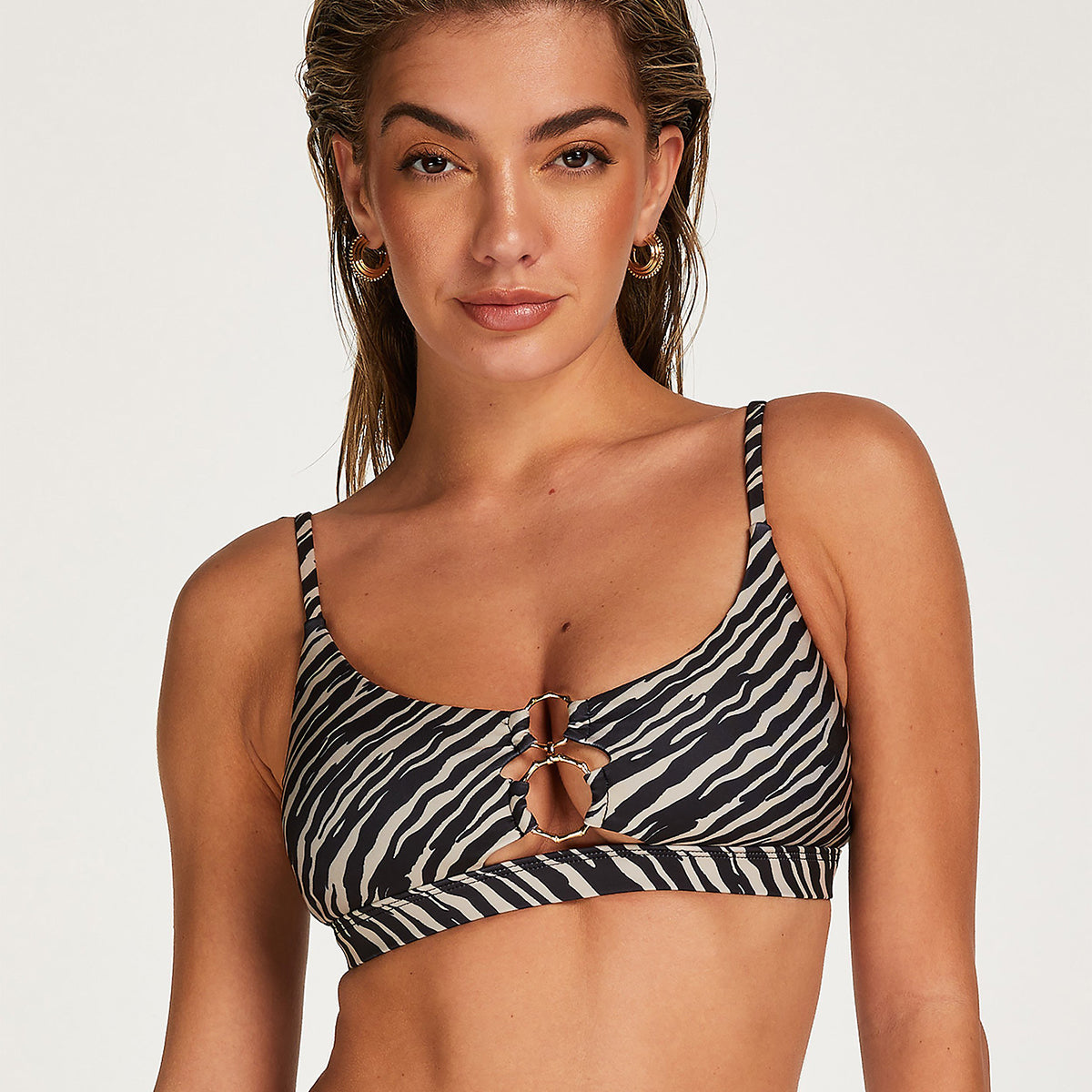 Hunkemöller Zebra Ring Crop bikinitop zonder beugel, multicolour