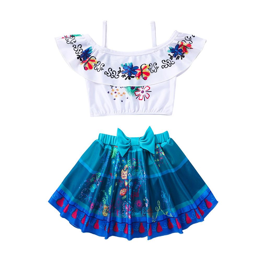 RichBaby Meisjes 2-delig badpak Mirabel bikini Isabella Pepa Dolores badpak Tankini Magic Family Adventure badmode 120 wit/blauw