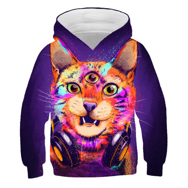 ETST WENDY 09 Dier 3D Print Hoodie Leuk Katje Grafische Print Harajuku 3D Hoodie Leuke Stijl Kinderen Comfortabele Casual Sport Hoodie 160