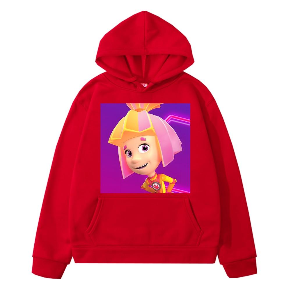 Rice grain childrens clothing factory direct sales De Fixies Hoodies kinderkleding Fleece sweatshirt meisjes jongens kleding y2k sudadera Herfst Anime hoodie trui kinderkleding 130 rood