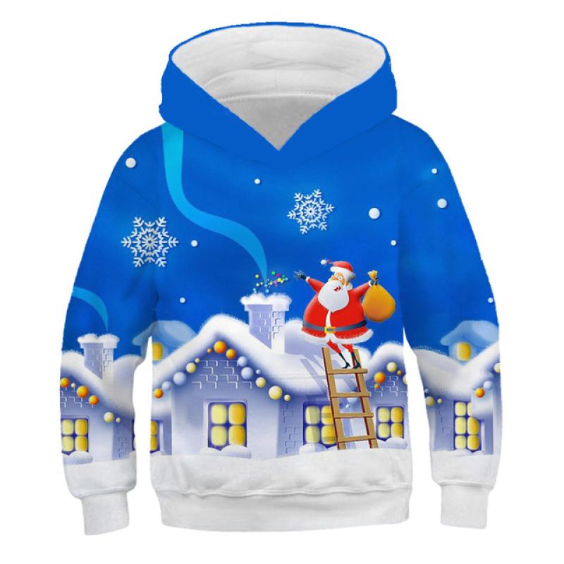 ETST WENDY 011 5-14 jaar Jongens Hoodies Meisjes Trui Herfst 3D Sneeuwman Print Tieners Kerstmis Halloween Cadeau Nieuw Kinderen Sweatshirt Jas 160