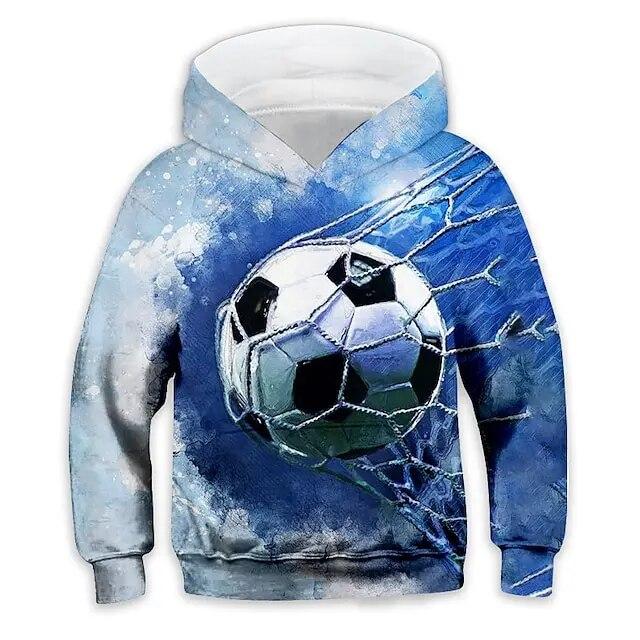 ETST WENDY 09 Jongens en meisjes vliegende voetbal 3D-print trendy hoodie, coole hiphop straatsport casual tops voor kinderen 140