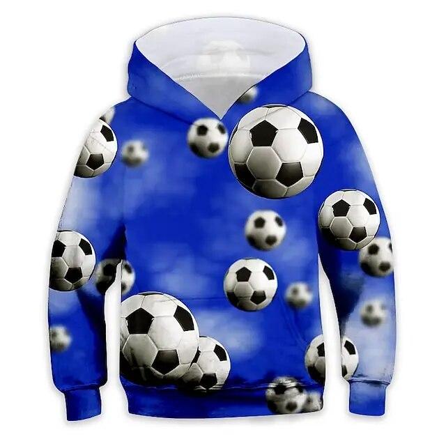 ETST WENDY 09 Jongens en meisjes vliegende voetbal 3D-print trendy hoodie, coole hiphop straatsport casual tops voor kinderen 150