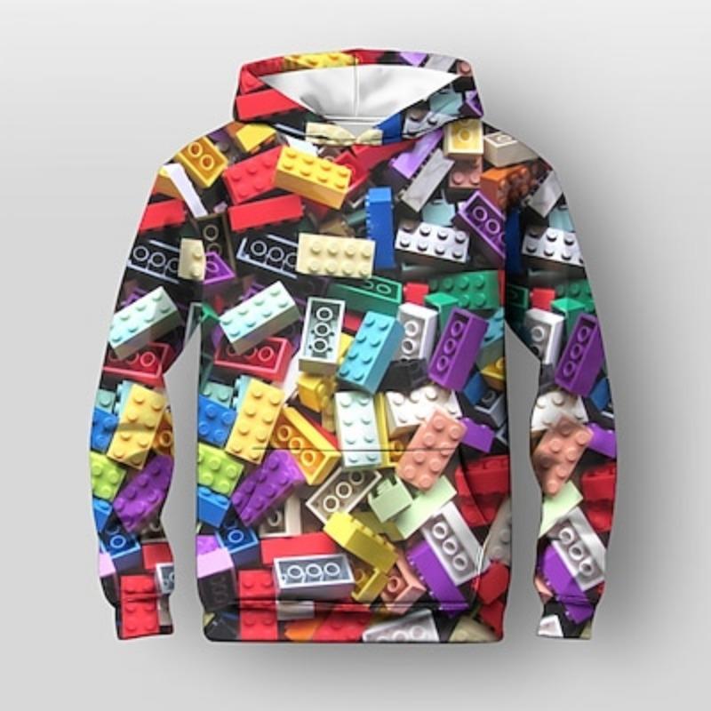 ETST WENDY 012 Kinderen Jongens Hoodie Lange Mouw Regenboog 3D Print Geometrisch School Racefiets Buiten Actief Basic 3-12 Jaar / Herfst / Winter / Lente 130CM