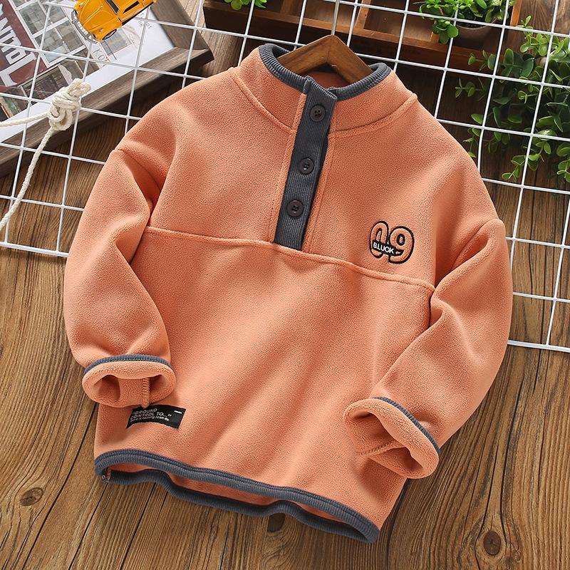 Landon 3-12 jaar tienerjongens sweatshirt herfst winter warme fleece top kinderen trainingspak mode lange mouw trui trui kinderkleding 120 oranje