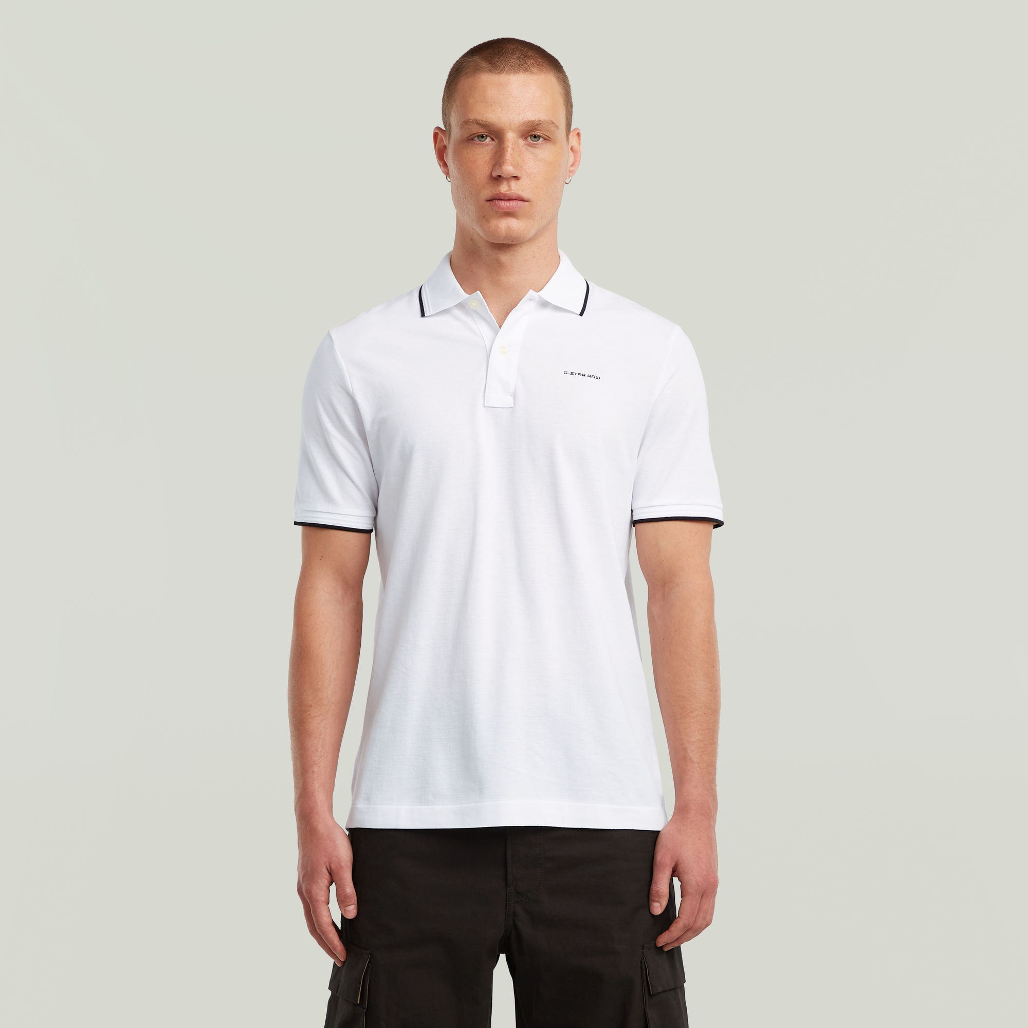 G-Star RAW Chest Logo Striped Polo - Wit - Heren