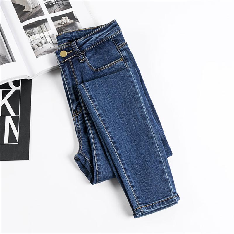 Dimanaf 2022 Zomer Slim Jeans Lange Broek Vrouwen Elastische Slim Basic Broek Losse Casual Denim Vrouwelijke Casual Broek Broek Blauw Zwart M