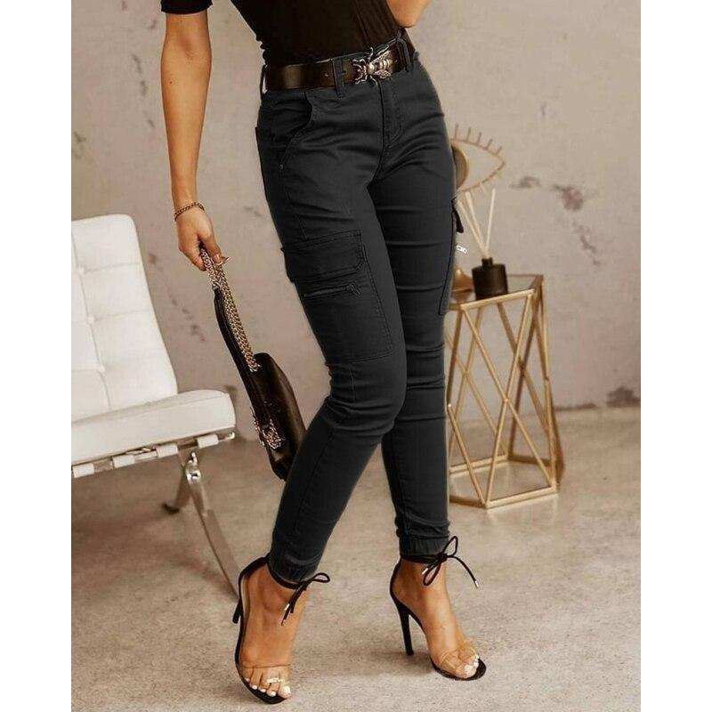Best do it Lente Streetwear Casual Dames Broeken Zomer Herfst Effen Slanke Vrouw Cargo Broeken Mode Dames Broeken Joggers Zakken Vrouwelijke Kleding 26211 XXL zwart