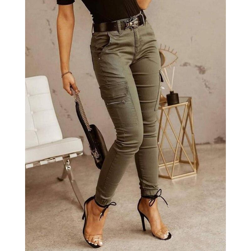 Best do it Lente Streetwear Casual Dames Broeken Zomer Herfst Effen Slanke Vrouw Cargo Broeken Mode Dames Broeken Joggers Zakken Vrouwelijke Kleding 26211 XXL groen