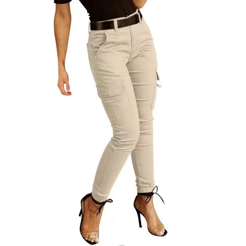 Best do it Lente Streetwear Casual Dames Broeken Zomer Herfst Effen Slanke Vrouw Cargo Broeken Mode Dames Broeken Joggers Zakken Vrouwelijke Kleding 26211 S kaki