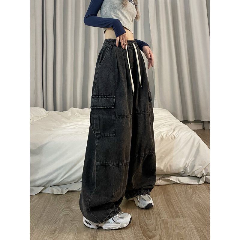 Super Select Retro Amerikaanse Hip-Hop Wijde Werkkleding Jeans Casual Broeken voor Trendy Meisjes M