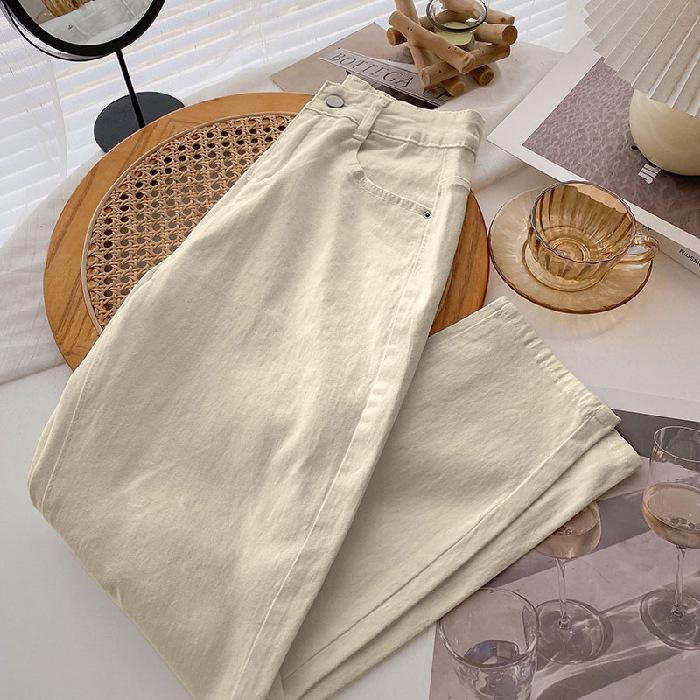 VantaGoods Dames abrikozen jeans met hoge taille - herfst/winter, gevoerd met pluche, losse pasvorm, wortel/papa-stijl harembroek, lengte 9/10 Small