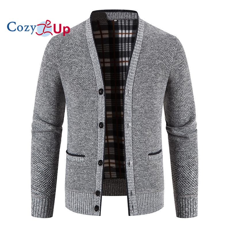Cozy Up Heren Lange mouwen Warme Trui Cardigan Jas Herfst en Winter XXL lichtgrijze kleur