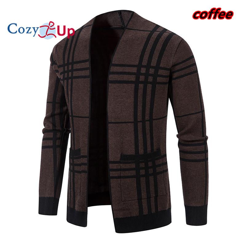 Cozy Up Cosy Up New Fashion Cardigan Heren Gebreide Winterjassen Business Casual Jassen Mannelijke Tops Man Jas 3XL koffie