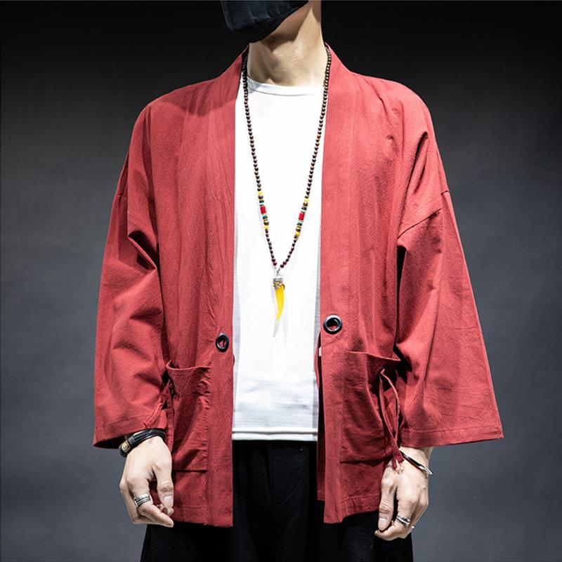 MJ-Fashion Kimono Vest Retro Traditionele Japanse Samurai Kleding Chinese Stijl Katoen Linnen Haori Yukata Streetwear XXXXXL