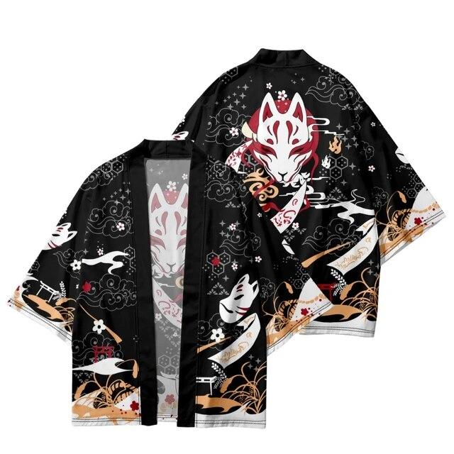 SHIZI Traditionele Aziatische kleding Fox Kimono Heren Dames Vest voor een Japans geïnspireerde look XL zwart