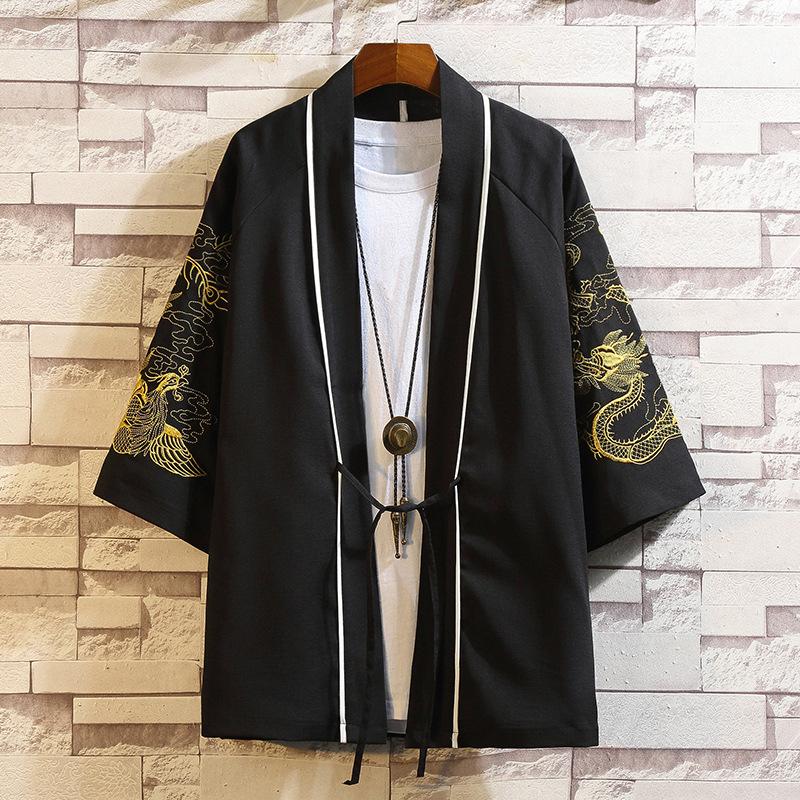 DSorothy Chinese Heren Hanfu Japanse Kimono Cardigan Jas Oude Stijl Ukiyoe Oud Kostuum Robe Cape 4XL