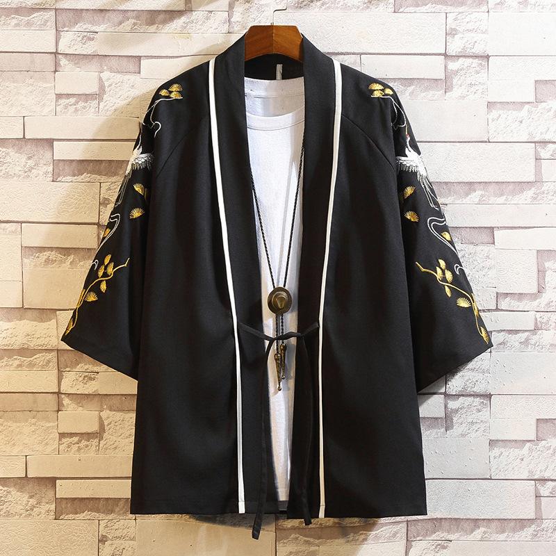 DSorothy Chinese Heren Hanfu Japanse Kimono Cardigan Jas Oude Stijl Ukiyoe Oud Kostuum Robe Cape 2XL