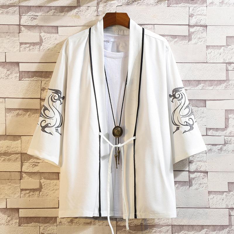DSorothy Chinese Heren Hanfu Japanse Kimono Cardigan Jas Oude Stijl Ukiyoe Oud Kostuum Robe Cape XL