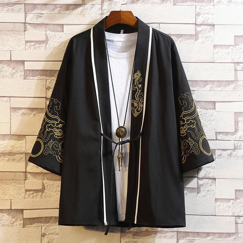 DSorothy Chinese Heren Hanfu Japanse Kimono Cardigan Jas Oude Stijl Ukiyoe Oud Kostuum Robe Cape L