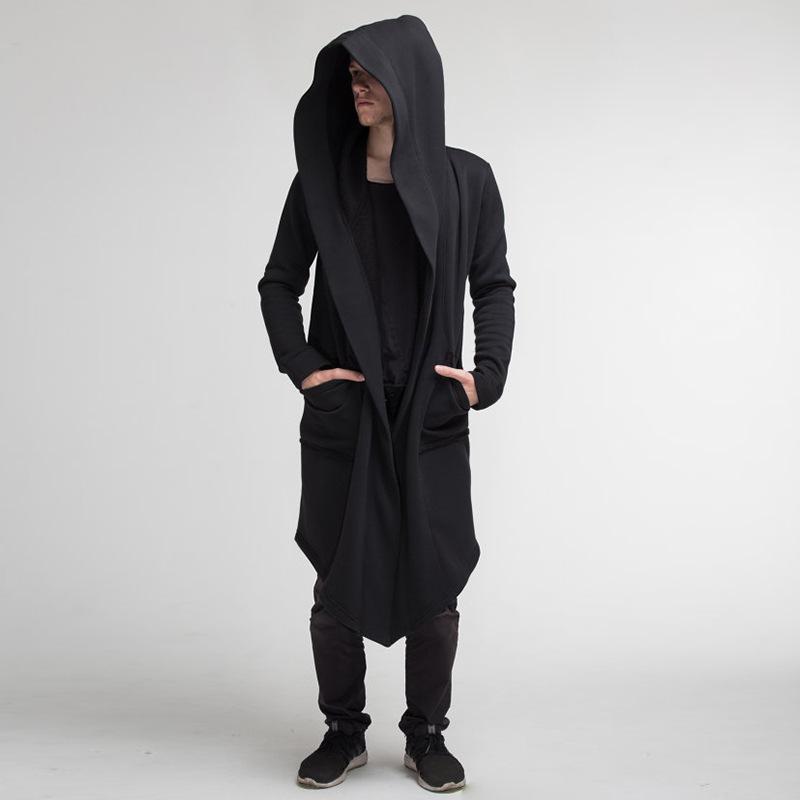 LAOHU Heren Capuchon Cardigan Trenchcoat Streetwear Capuchon Windjack Herfst Winter Jassen Heren L zwart