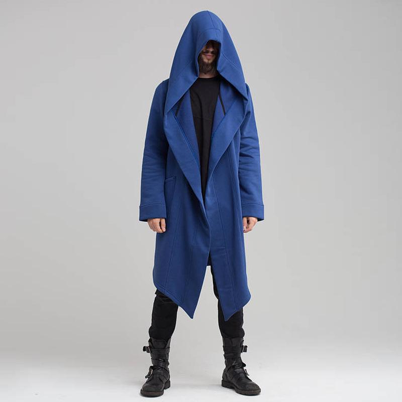LAOHU Heren Capuchon Cardigan Trenchcoat Streetwear Capuchon Windjack Herfst Winter Jassen Heren XS blauw