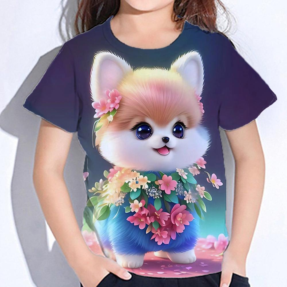 ETST WENDY 09 Kleur Dieren Meisje T-shirt Outdoor Kinderkleding 4 Tot 12 Jaar Aanbiedingen Casual Korte Mouw Tops Voor Meisjes Kid t-shirt Zomer 150