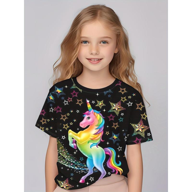 ETST WENDY 09 Kinderkleding Meisjes Betoverende 3D Fee Print Korte Mouw T-shirt Tops Comfortabele Ronde Hals Casual T-shirts Kinderkleding Meisjes 160
