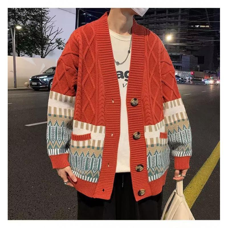 VantaGoods 2022 Heren Retro American High Street Trui - Herfst/Winter Japanse Casual Cardigan Jas XL rood