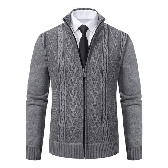 MA8BM Herenmode trui met ritssluiting, reverskraag, slim fit, warm, gezellig, tijdloos, casual, verdikt vest XL lichtgrijze kleur