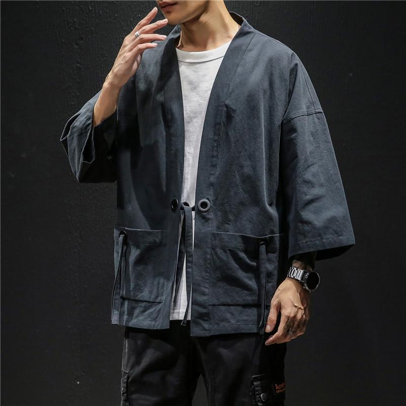 GRK Kimono Vest Retro Traditionele Japanse Samurai Kleding Chinese Stijl Katoen Linnen Haori Yukata Streetwear XXXXXL