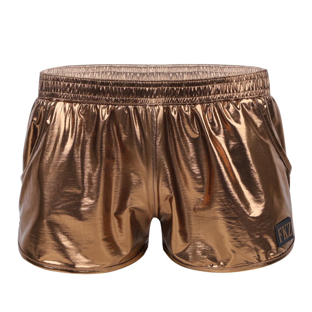 Inhzoy Heren Glanzend Metallic Laagbouw Elastische Tailleband Boxershorts Lounge Korte Broek Strandkleding M