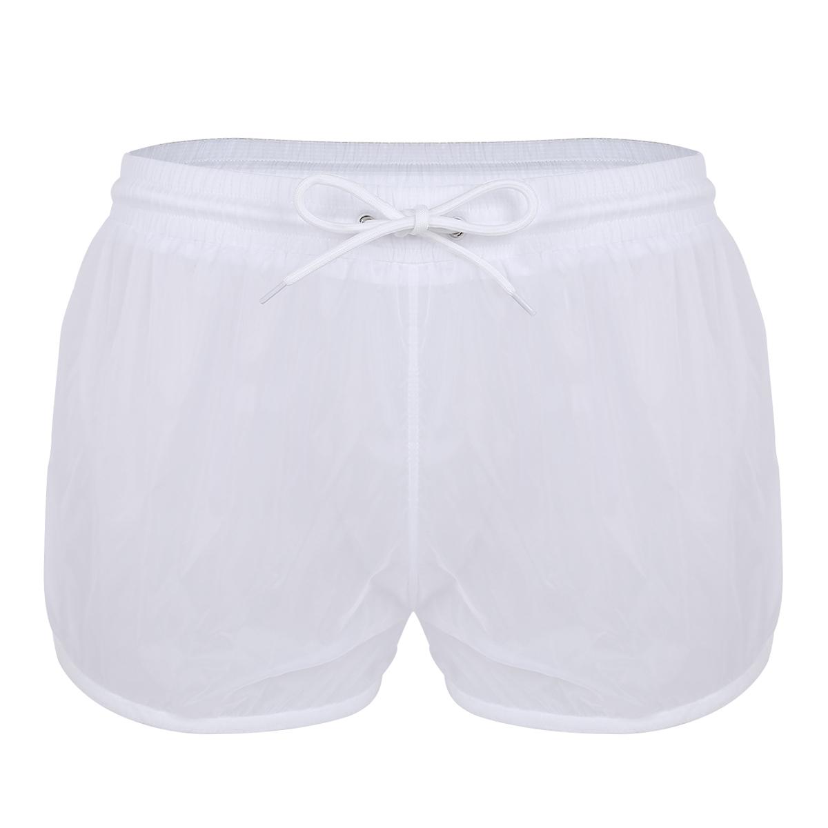IEFiEL 2 Doorzichtige elastische zwembroek voor heren Boardshorts Ondergoed voor heren XXL wit